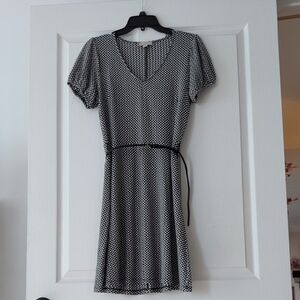 LOFT Black and White Checkered Midi Dress